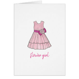 Rosa Blume Girl Dress Wedding Brautparty Card