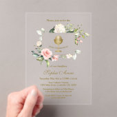 Rosa Blume Girl Holy Communion Acryleinladungen (Insitu (Handheld))