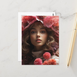 Rosa Blume Girl Postkarte