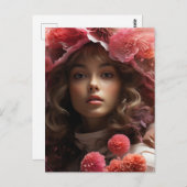 Rosa Blume Girl Postkarte (Vorne/Hinten)