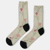 Rosa Blume Giro Morris Muster Socken (Linkes Detail)