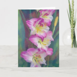 Rosa Blume Gladiolus Art Note Card Karte