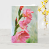 Rosa Blume Gladiolus Art Note Card Karte (Gelbe Blume)