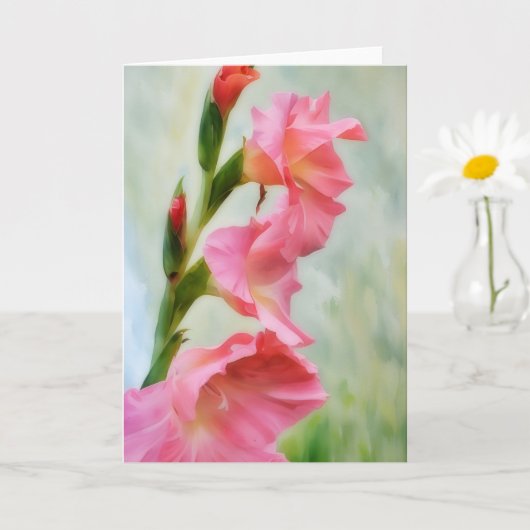 Rosa Blume Gladiolus Art Note Card Karte (Kleine Pflanze)