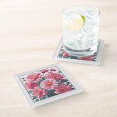 Rosa Blume Glasuntersetzer (Schrägansicht)