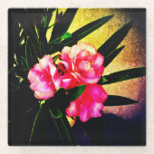 Rosa Blume Glasuntersetzer (Vorderseite)