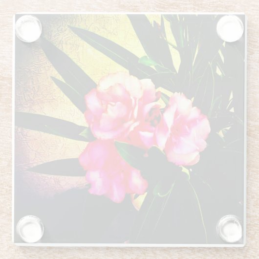 Rosa Blume Glasuntersetzer (Rückseite)