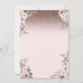 Rosa Blume Glitzer Schmetterlinge Kleidung Quincea Einladung (Rückseite)