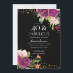 Rosa Blume Glitzer Schwarz 40. Geburtstag Party Einladung<br><div class="desc">Rosa Blume Glitzer Schwarz 40. Geburtstag Party Einladung Siehe Matching Collection in Niche und Nest Store</div>
