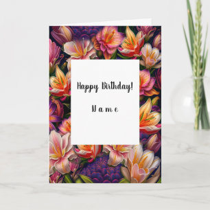 Rosa Blume Glücklich zum Geburtstag Karte