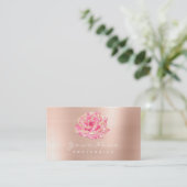 Rosa Blume Gold Champagne Elegante Visitenkarte (Stehend Vorderseite)