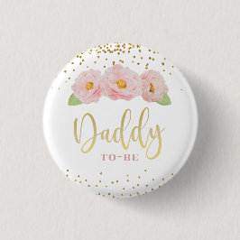 Rosa Blume Gold Confetti Daddy to Be Shower Button