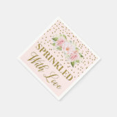 Rosa Blume Gold Confetti Sprinkler mit Liebe Serviette (Ecke)