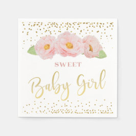 Rosa Blume Gold Confetti Sweet Baby Girl Dusche Serviette
