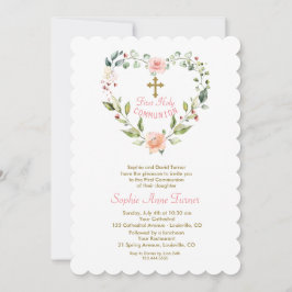 Rosa Blume Gold First Holy Communion Inv Einladung