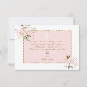 Rosa Blume Gold Frame Cross Taufen Dankeskarte (Vorderseite)