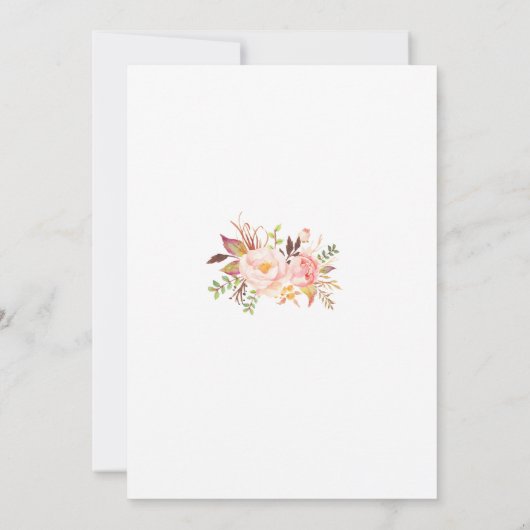 Rosa Blume Gold Glitzer Rahmen Hochzeit Einladung (Rückseite)