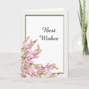 Rosa Blume Gold Rahmen Hochzeitsgratulation Karte