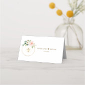 Rosa Blume Gold Taufe Tischnummer Platzkarte (Rückseite)