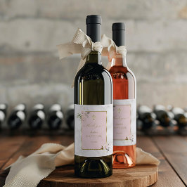 Rosa Blume Gold Taufe Weinetikett