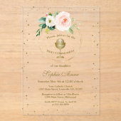 Rosa Blume Goldene Girl Acryleinladungen (Vorderseite)