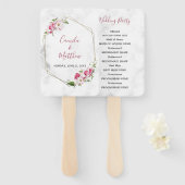 Rosa Blume Goldrahmen Fächer (Vorne und Hinten)