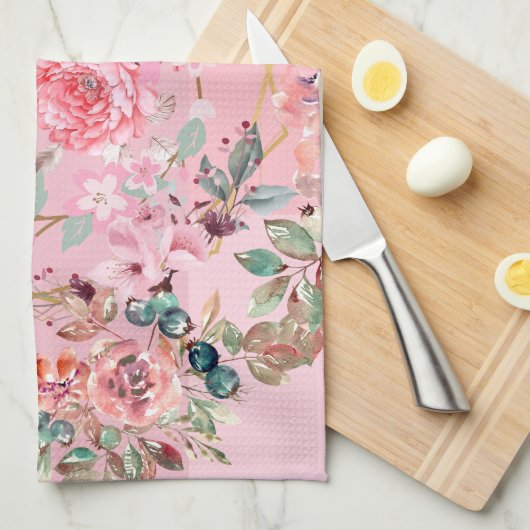 Rosa Blume Grafikarbeit, rosa Blumenreste Geschirrtuch (Viertel Falte)