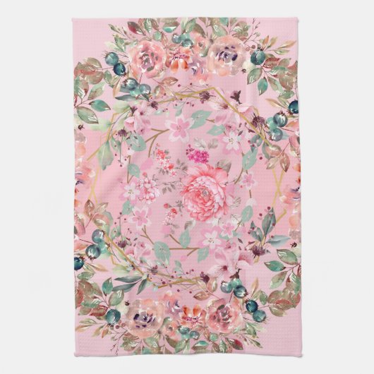 Rosa Blume Grafikarbeit, rosa Blumenreste Geschirrtuch (Vertikal)