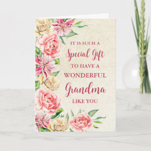 Rosa Blume Grandma Happy Mother Day Card Karte
