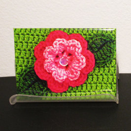 Rosa Blume Grass Green Leaf Kunsthandwerk Crochet Magnet