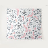 Rosa Blume Graue Blätter Muster Girly Design Wandteppich (Vorderseite (Horizontal))