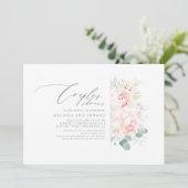 Rosa Blume Graue Paare Dusche Einladung (Stehend Vorderseite)