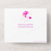 Rosa Blume graue, wirbelfarbene Hochzeit All In One Einladung (Rückseite)