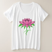 Rosa Blume Große Größe T-Shirt (Design vorne)