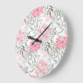 Rosa Blume Große Wanduhr (Winkel)