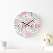 Rosa Blume Große Wanduhr (Zuhause)