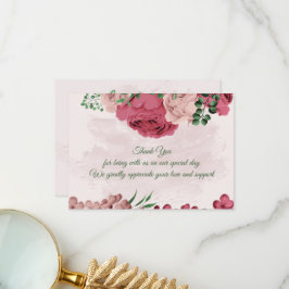 Rosa Blume Grün Blätter botanische Hochzeit Dankeskarte