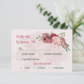 Rosa Blume Grün Blätter botanische Hochzeit RSVP Karte (Stehend Vorderseite)