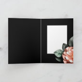 Rosa Blume Grün Blätter Goldene Elemente Geburtsta Karte (Innenseite)