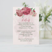 Rosa Blume Grün Blätter Hochzeitsdetails Begleitkarte (Stehend Vorderseite)
