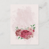 Rosa Blume Grün Blätter Hochzeitsdetails Begleitkarte (Rückseite)