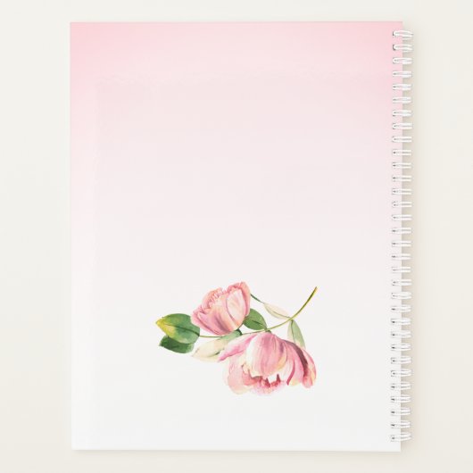 Rosa Blume Grün Blätter Schmetterlinge Hochzeit Planer (Rückseite)