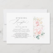 Rosa Blume Grün Eleganter Abend Empfang Einladung (Vorderseite)