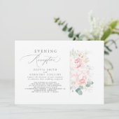 Rosa Blume Grün Eleganter Abend Empfang Einladung (Stehend Vorderseite)