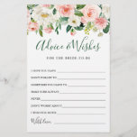 Rosa Blume Grün - Ratschläge und Wünsche Karte<br><div class="desc">Blush Pink Blume Greenery Advice & Wishings Card. Persönlich mit dem Namen der Braut und dem Datum der Dusche. Für weitere Anpassungen klicken Sie bitte auf den Link "Weiter anpassen". Wenn Sie Hilfe benötigen,  kontaktieren Sie mich bitte.</div>