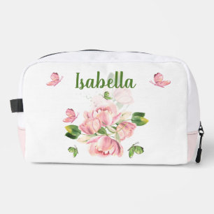 Rosa Blume Grüne Accessoire Pouch Waschbeutel