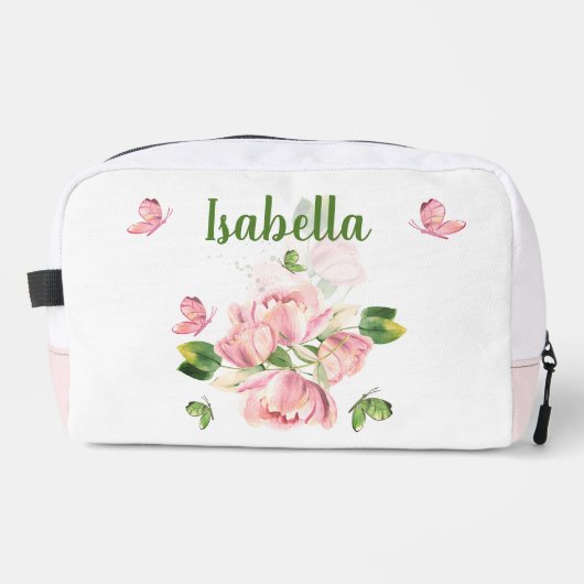 Rosa Blume Grüne Accessoire Pouch Waschbeutel (Vorderseite)