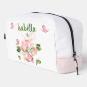 Rosa Blume Grüne Accessoire Pouch Waschbeutel (Rechte Ecke)