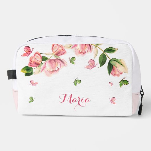 Rosa Blume Grüne Accessoire Pouch Waschbeutel (Vorderseite)