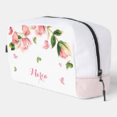 Rosa Blume Grüne Accessoire Pouch Waschbeutel (Rechte Ecke)